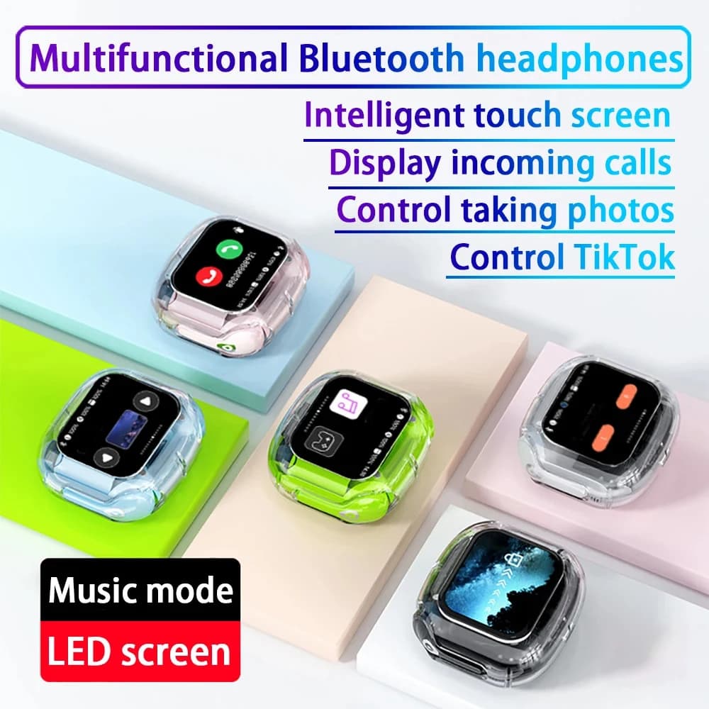 Air Max Wireless Bluetooth Touch screen intelligente-Display Chiamate in entrata-Controllo scattare foto-Controllo TikTok-Riduzione del rumore