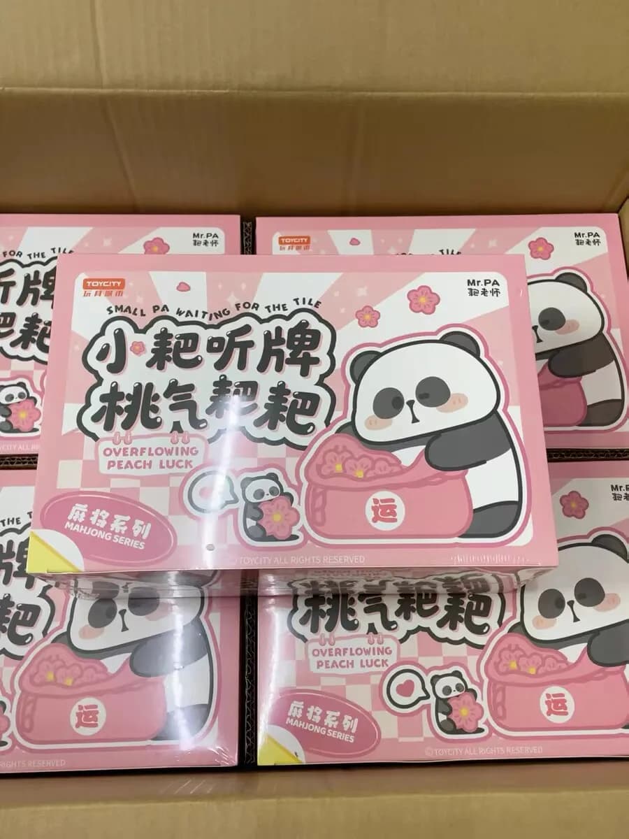 Mr. Pa Blind Bag Mahjong Series Overloading Peach Luck Cute Panda Figurine Desktop Decoration For Adult Collection Holiday Gift