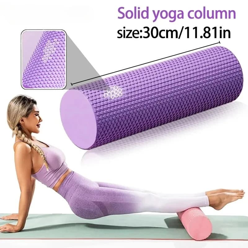 Yoga Roller Round EVA Foam Cylinder Hexagonal Roller for Pilates Exercise Enhanced Home Workouts Diameter 9.6cm Length 30cm