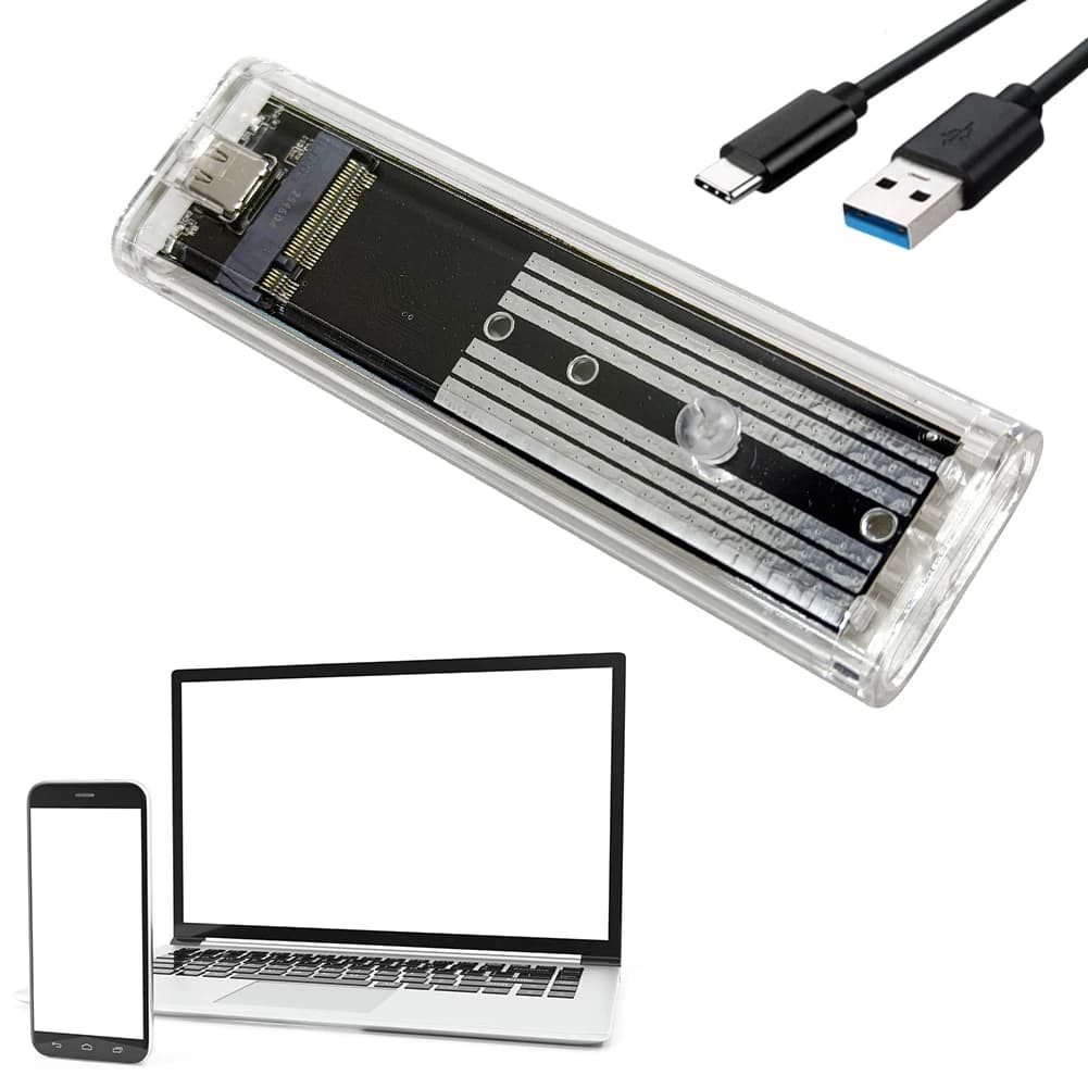 M.2 NGFF SATA Type C USB 3.1 SSD Case 10Gbps Transparent External SSD Case External SSD Adapter for 2230 2242 2260 2280