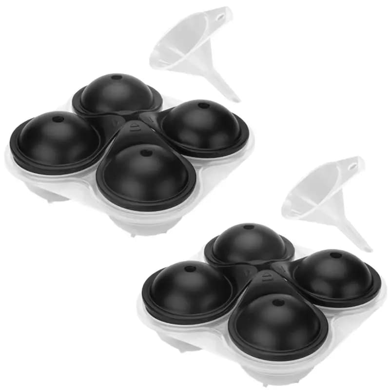 Best Of 2025-Ice Ball Maker Vassoio in silicone grande con coperchio Stampo per ghiaccio a congelamento rapido con grande sfera rotonda