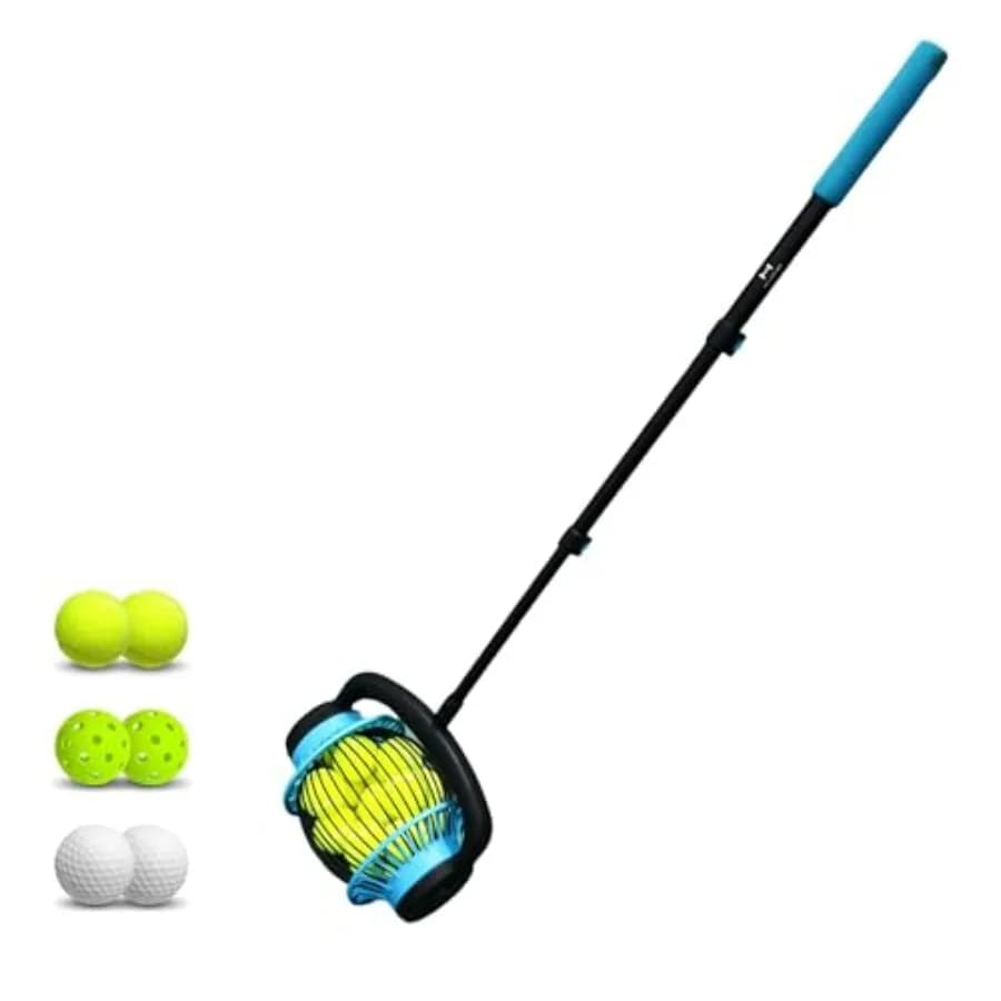 Raccoglitore a Rullo per Palline da Tennis e Pickleball, Giallo, ad Alta Efficienza e Facile Utilizzo