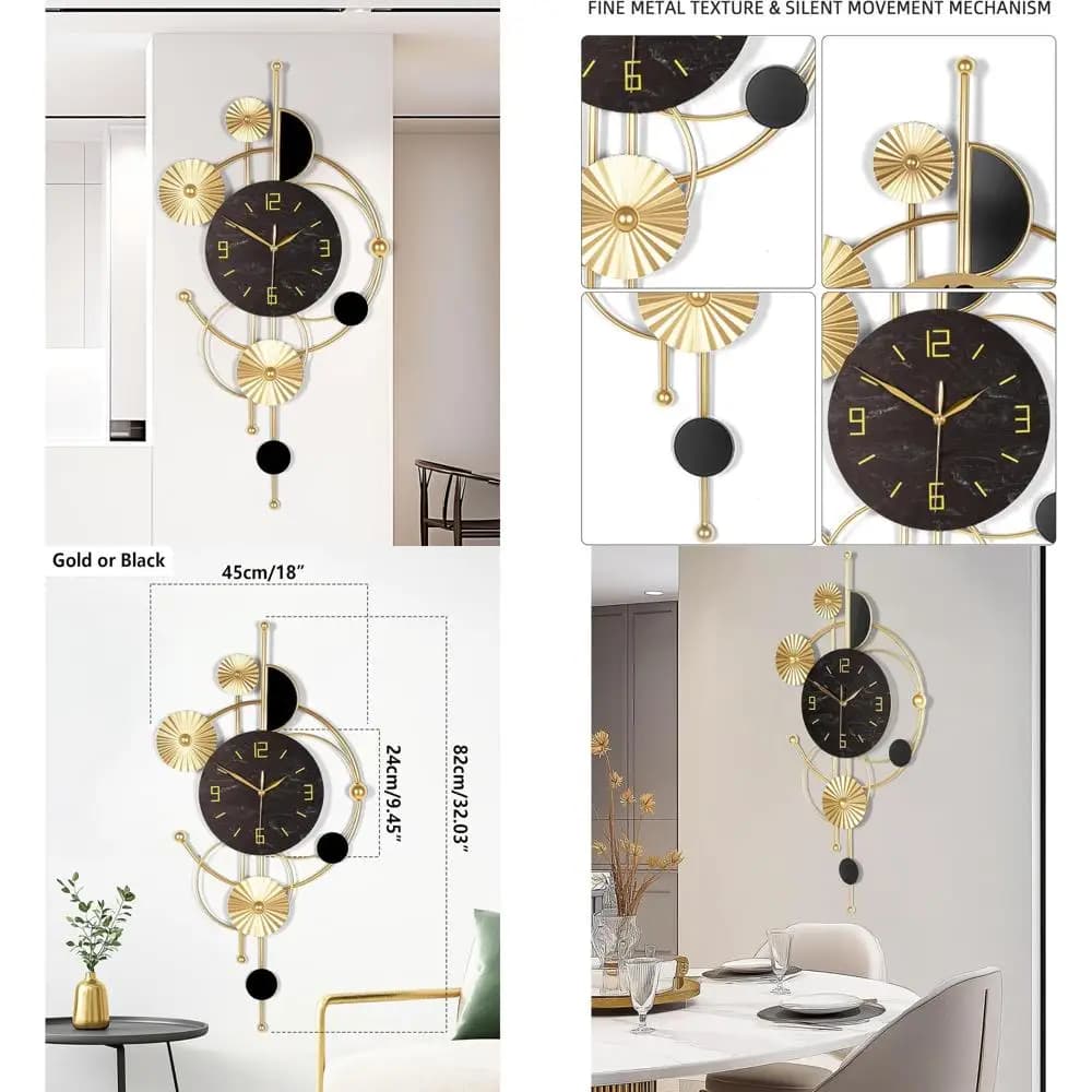 Orologio da parete contemporaneo in metallo silenzioso 32, alimentato a batteria per l'arredamento di casa, cucina, camera da letto o ufficio