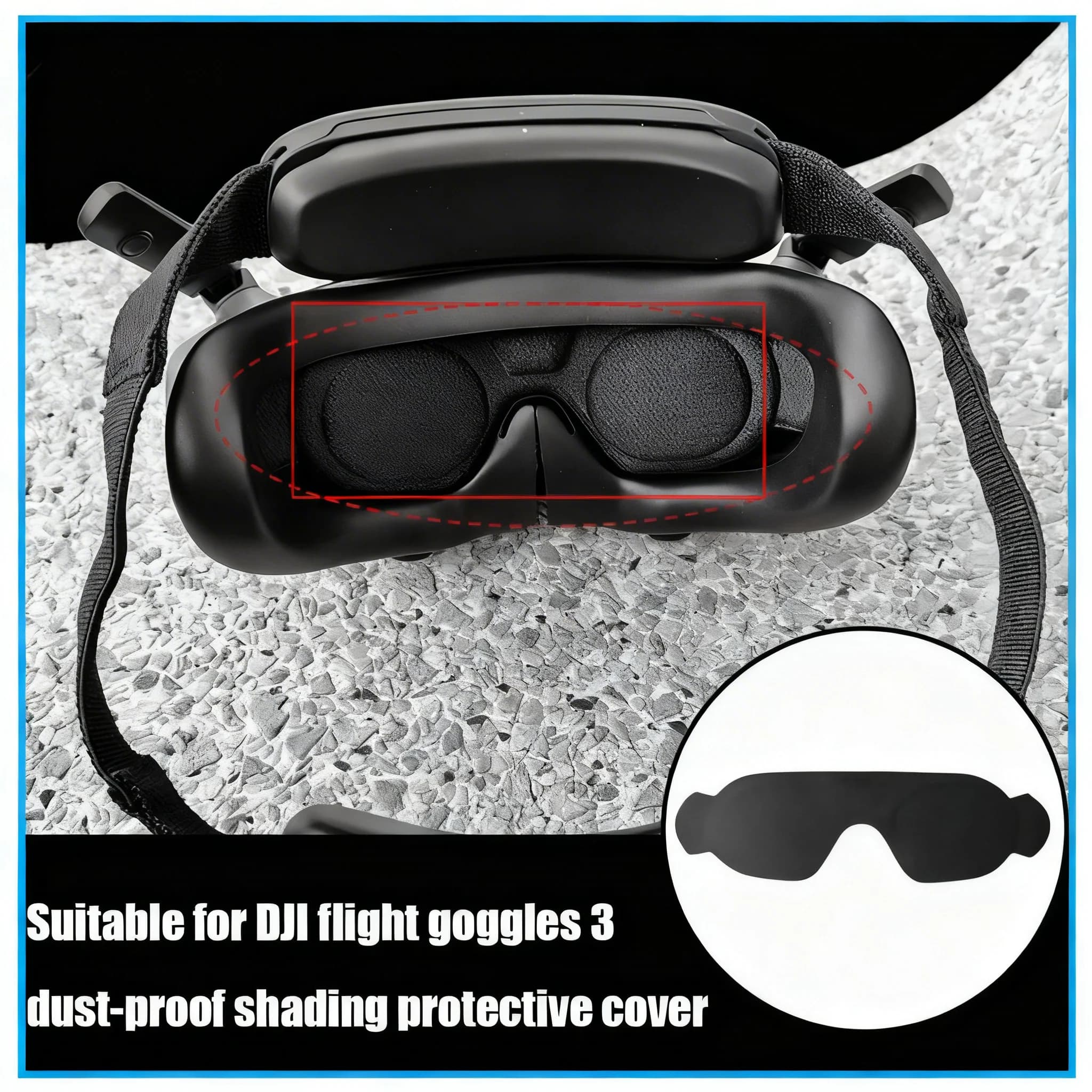 1 pc. Protective anti-dust and obscurant foam cushion for DJI Goggles 3, convenient blackout sponge cover accessory for glasses