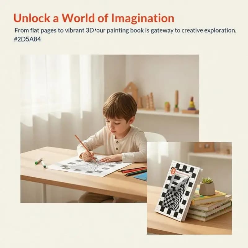 Children 3D Trick Art Sketch Copybook Waterproof Durable Drawing Practice Book for Kids Art Training School Supplies