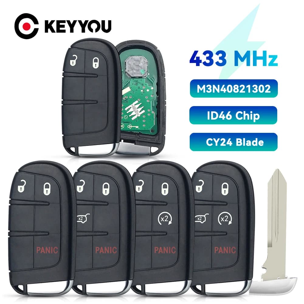 KEYYOU ID46 M3N-40821302 Smart Remote Car Key Fob per Chrysler 300C Dodge caricabatterie viaggio sfida dardo Durango Jeep 433MHz