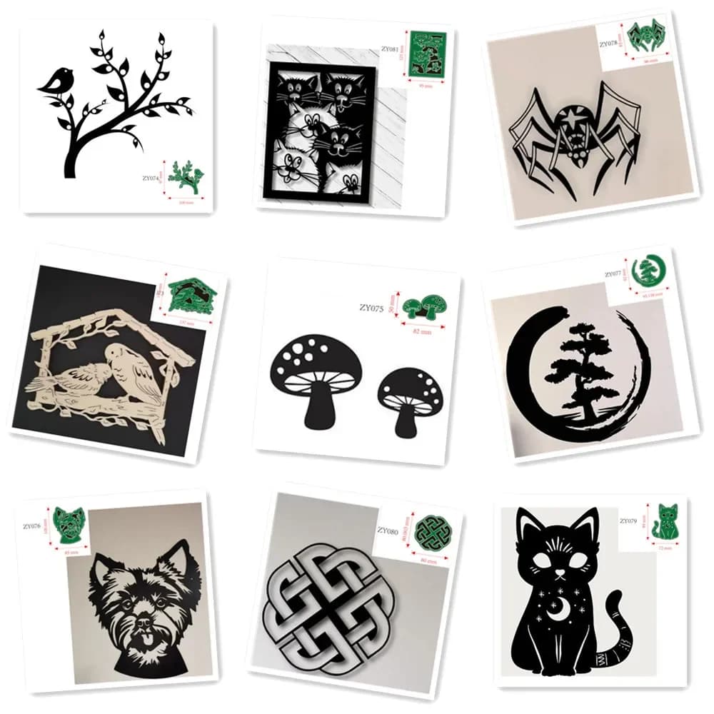 Fustelle in metallo animale uccello fungo cane gatto ragno Decorazione Scrapbook Carta artigianale Coltello Stampo Lama Punzonatrice Stencil