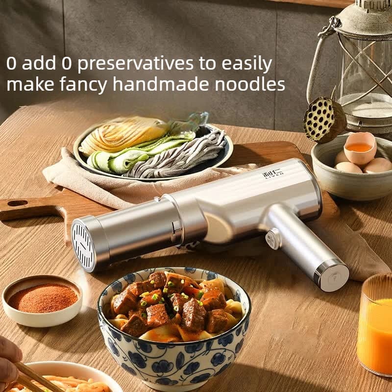 304 Stainless Steel Handheld Pasta Maker, Cordless Rechargeable Dough Press Gun, Anti-Stick Even Noodles for Quick Family Meals