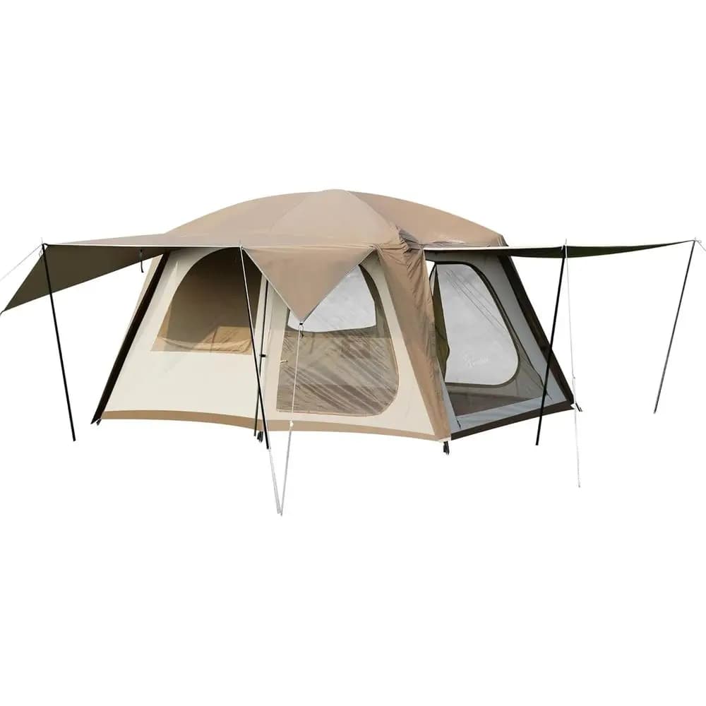 Tenda Familiare a Doppio Strato per 6 Persone, Impermeabile, con 3 Porte per Campeggio, Escursionismo e Backpacking