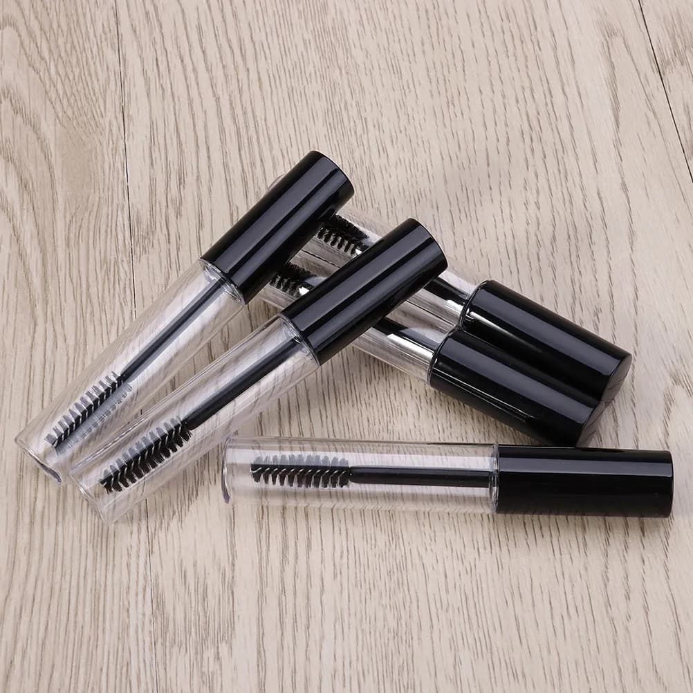 6Pcs 10Ml Empty Eyelash Tube Mascara Container Clear Body Refillable DIY Travel Size Bottle for Eyelash Cream Mascara Serum