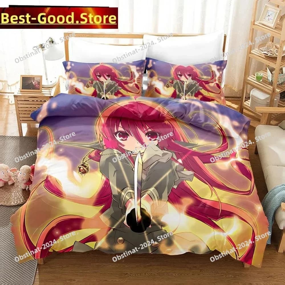 2025 Kawaii Girl Cartoon Shakugan No Shana Set biancheria da letto Stampato singolo Piumino Copripiumino Federa 3 Pezzi Bambini Formato adulto