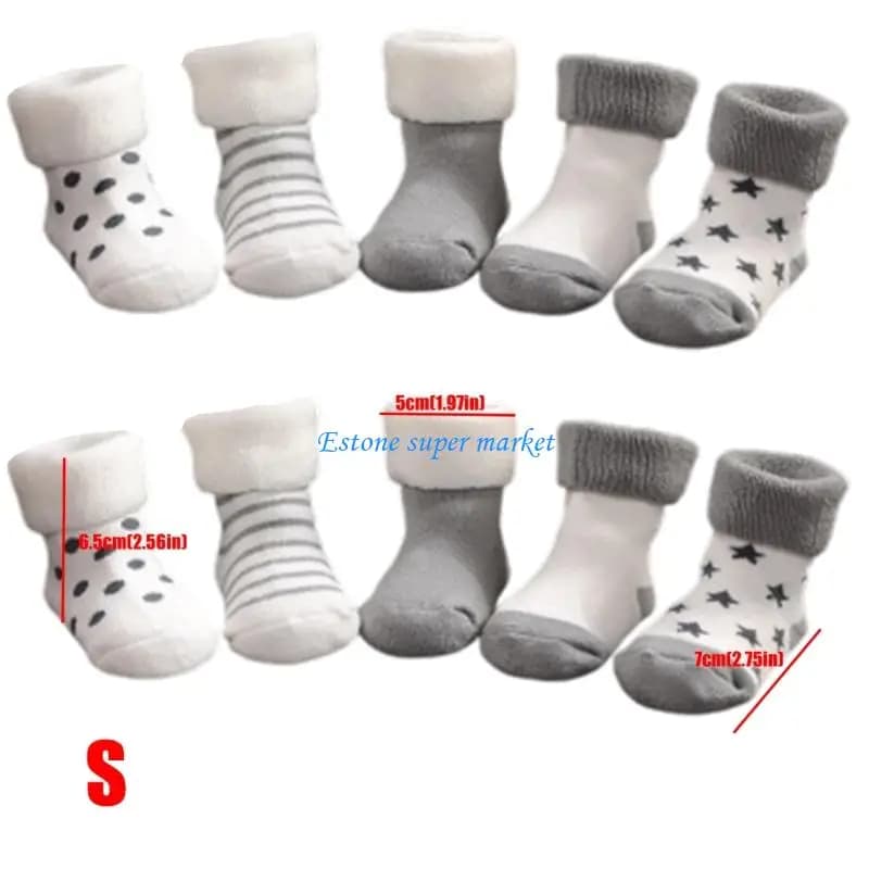 090B 1 SStar Printed Infant Socks Anti Slip Treads Soft Stretchy Cuff Daily Comfort