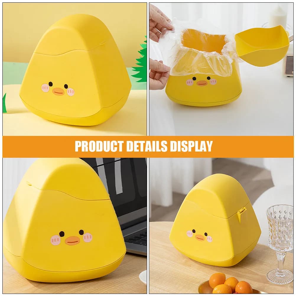 Cestino per Rifiuti da Scrivania a Forma di Animale Cartone Animato, Mini Contenitore Compatto in Plastica PP per Camera da Letto, Ufficio, Tavolino, Colorato e Vivace