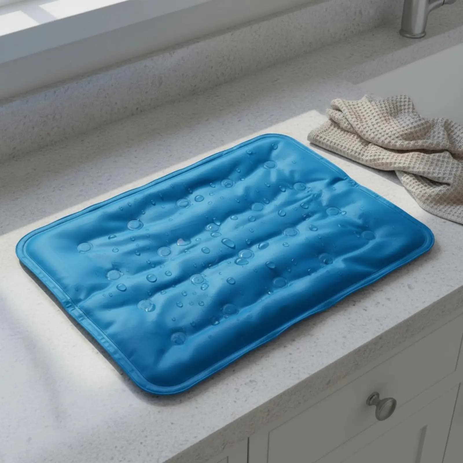 Tappetino Refrigerante per Animali Domestici, Facile da Pulire, Cuscinetto Rinfrescante in Gel a Lunga Durata, Attivabile a Pressione per Felini, Cuccette, Trasportini per Animali