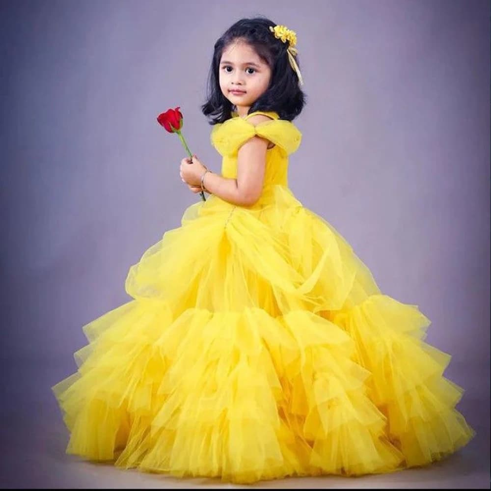 Abito da principessa per ragazza Gonna in tulle gonfio Abito a fiori per bambini Festa di compleanno Servizio fotografico Abito da bambino Abito da prima comunione