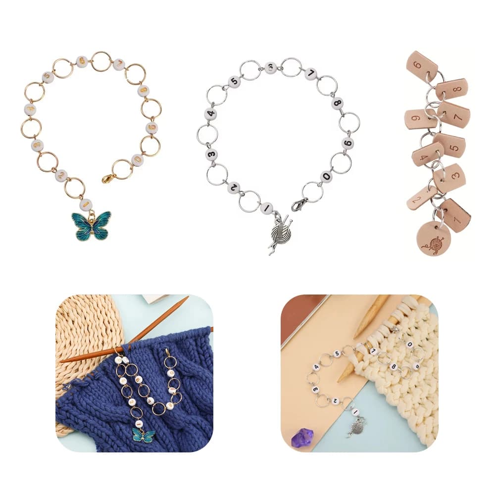 1pc pennarelli punto numero farfalla catena di perline contatore fila pennarelli di bloccaggio all'uncinetto per accessori per cucito all'uncinetto fai da te
