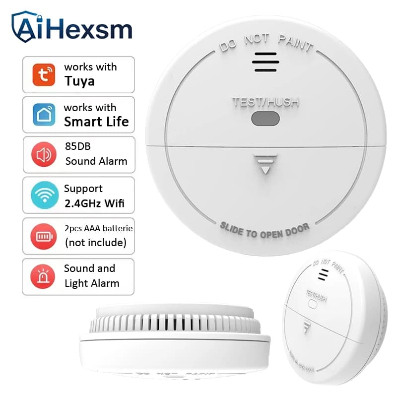 Rilevatore di Fumo WiFi, Allarme Antincendio, Sensore di Fumo Tuya, Sistema di Allarme Antincendio Combinato per Casa, Sistema di Sicurezza Domestica