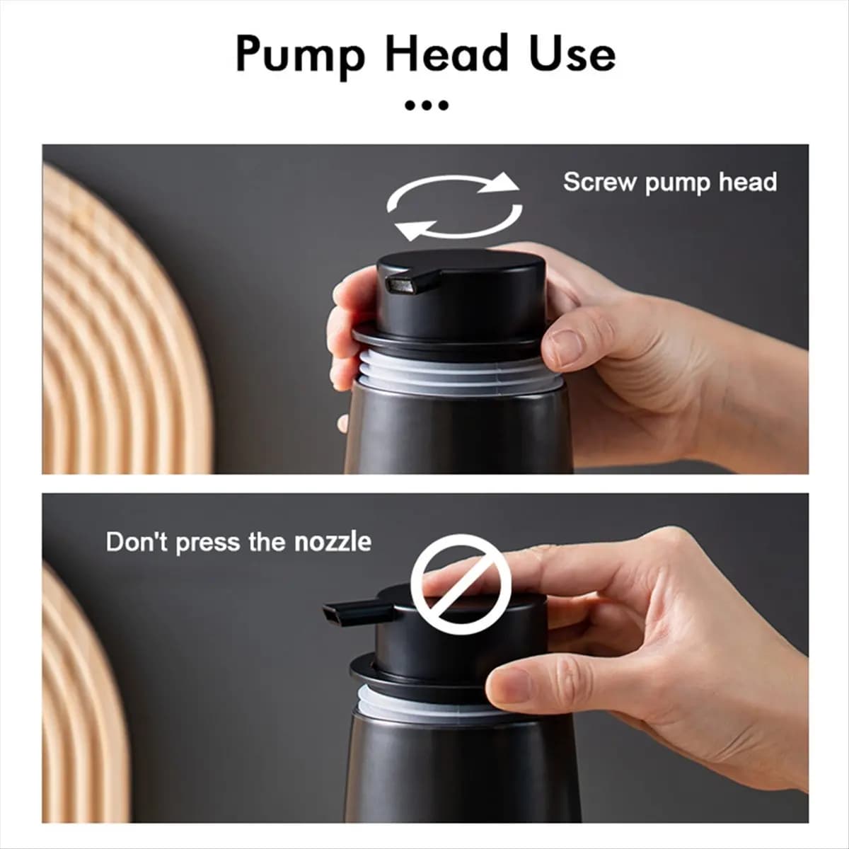 (FDDT) Dispenser di sapone, dispenser di sapone liquido in ceramica da 400 ml con testa a pompa, nero