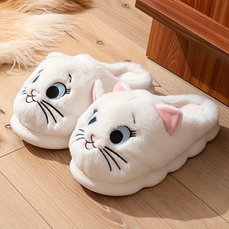 Comfortable Warm Breathable Cotton Slippers Cartoon Cat Design Home Shoes Unisex Anti Odor Footwear for Men And Women