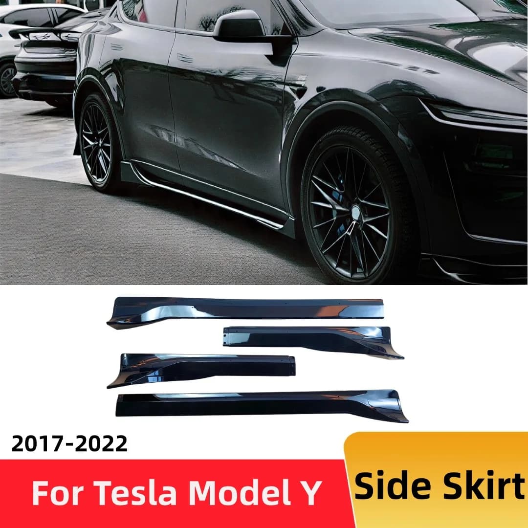 Gonna laterale per auto in ABS di alta qualità per Tesla Model Y 2017-2022 4 pezzi Spoiler Splitter Diffusore Trim Tunning Kit corpo largo Estensione