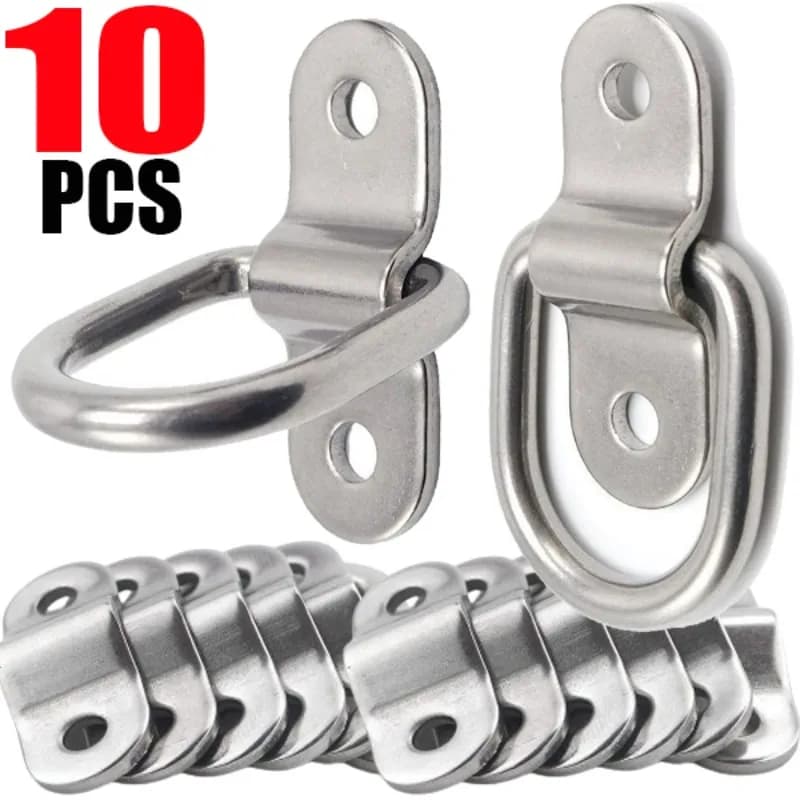 10/1 pezzi anelli a D legare ancore anello tirare gancio anello di ancoraggio in acciaio inossidabile carico adatto per auto barca carico rimorchio veicoli camper furgone
