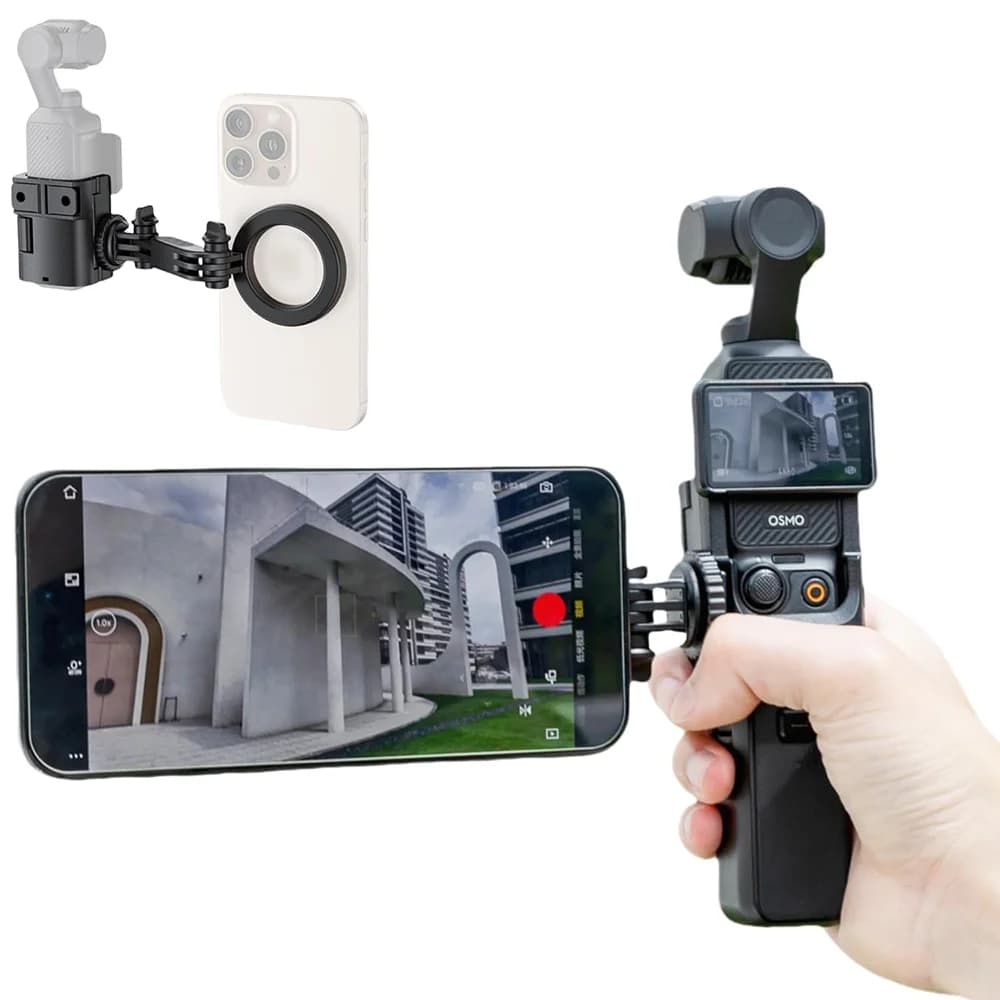 Supporto Magnetico JJC Pocket 3 per Telefono, Adattatore di Espansione per DJI Osmo Pocket 4 3, Staffa con Cold Shoe per iPhone 16 15 14