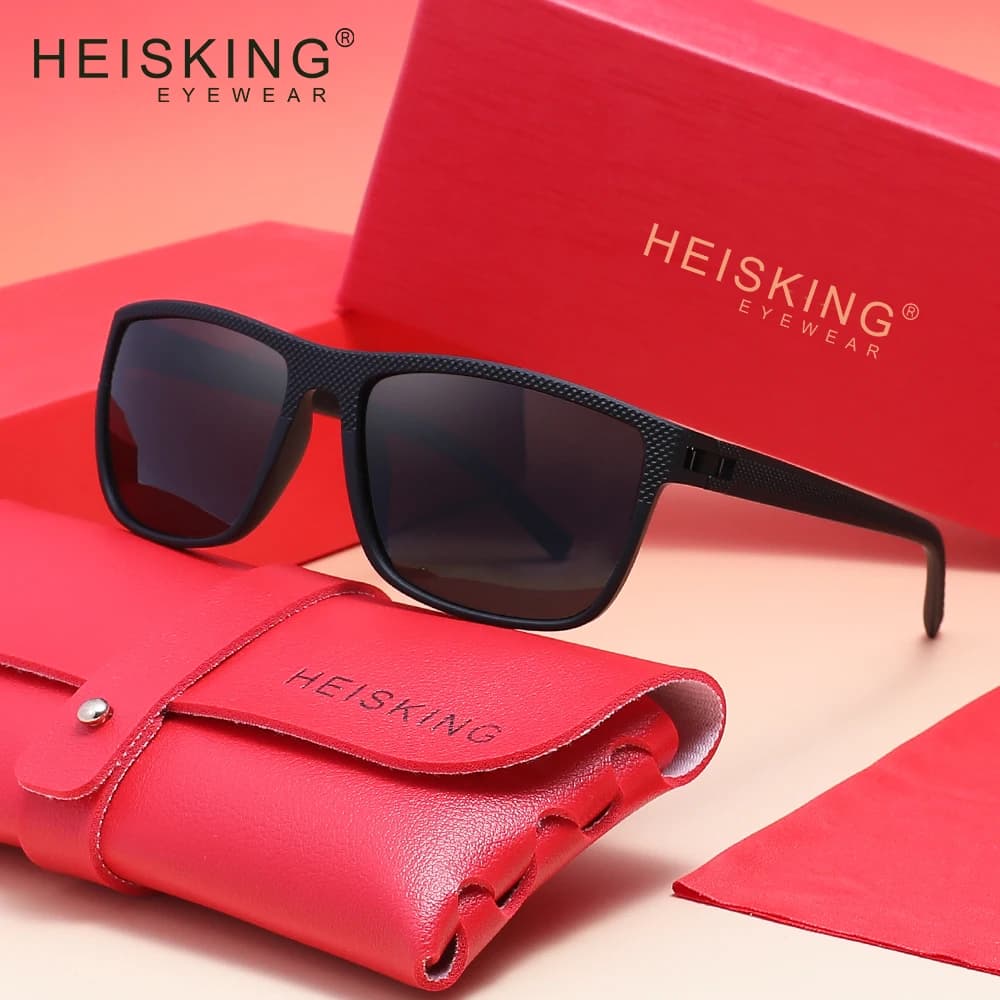 HEISKING Classic Rectangle Frame Sunglasses Polarized Shades UV400 Eyewear Unisex Driving Vacation Vintage Glasses