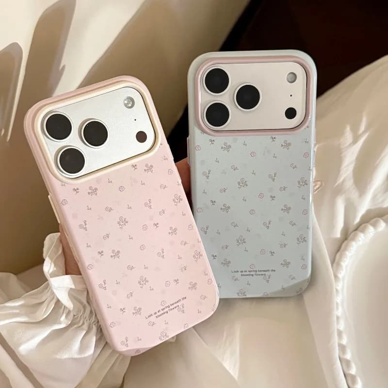 Pink Flower Phone Case INS Korea For Iphone 17 17Pro 17ProMax 16Pro 13 14 15 16 Pro Max 15Pro 14ProMax Cover Fundas