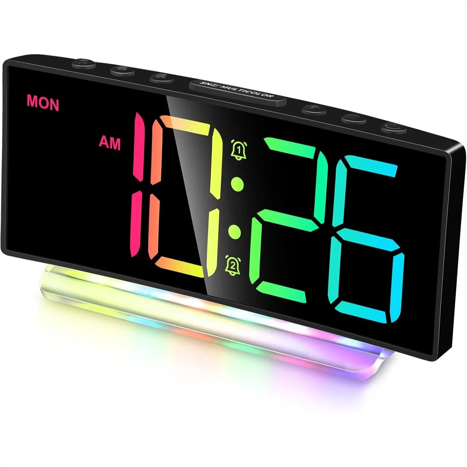 Sveglia Extra Forte per Chi Ha il Sonno Pesante con Display Grande, Luce Notturna a 7 Colori, 12/24h - Perfetta Sveglia Digitale da Comodino per