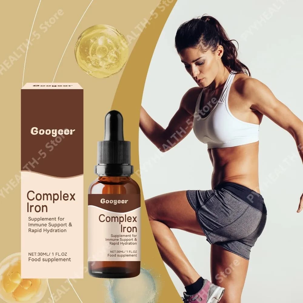 Googeer Integratore Liquido di Ferro Complesso con Vitamina B1, Estratto di Medicina Tradizionale Cinese, Supporta il Sistema Immunitario, 30 ml