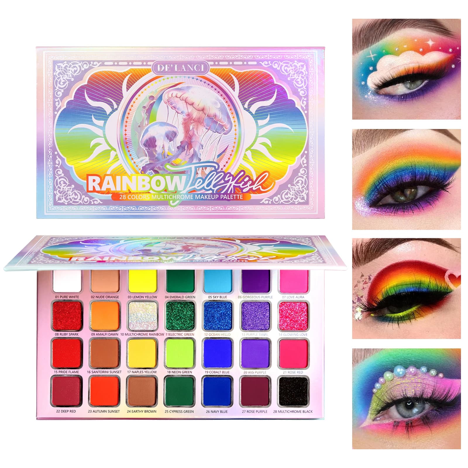 Palette di ombretti per trucco da 28 colori per bellezza e palette di ombretti glitter perlati luccicanti metallici opachi e occhi colorati arcobaleno Ma