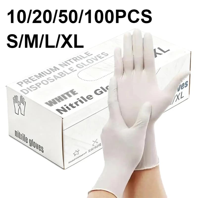 10/20/50/100PCS White Nitrile Gloves Disposable Kitchen Gloves Perfect for Kitchen Food Processing Cooking Cleaning Gloves