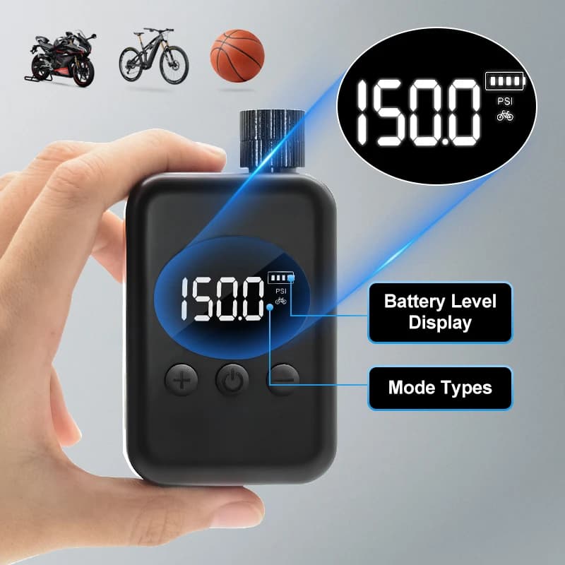 Mini pompa per bici elettrica 150PSI potente Display della pressione del compressore d'aria auto moto MTB gonfiatore per pneumatici per bici da strada