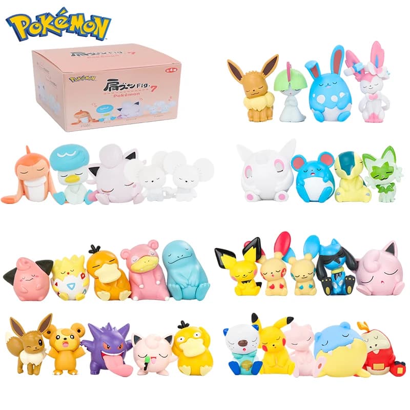 5pcs/Sets Pokemon Maushold Tatsugiri Figures Toys Sleeping Eevee Gengar Lucario Piplup Action Figuries Model PVC Dolls