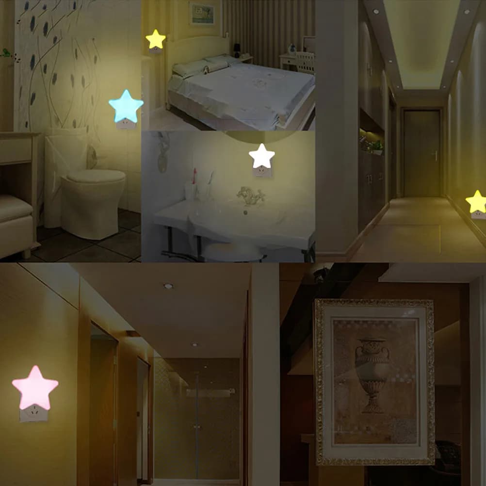 Set of 3 LED Night Lights for Children, Bedside Lamp with Automatic Sensor, Luminous Control, U.S. socket, for Bedroom