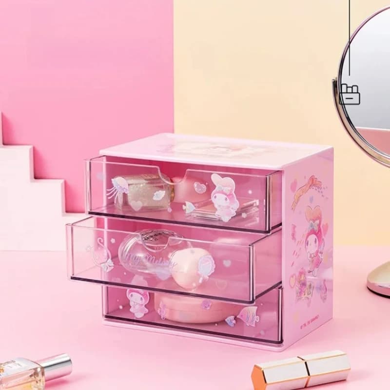 Sanrio Desktop Storage Box Organizer Student Drawer Pen Holder Office Childrens Hair Accessories Stationery Rack Organizer Box