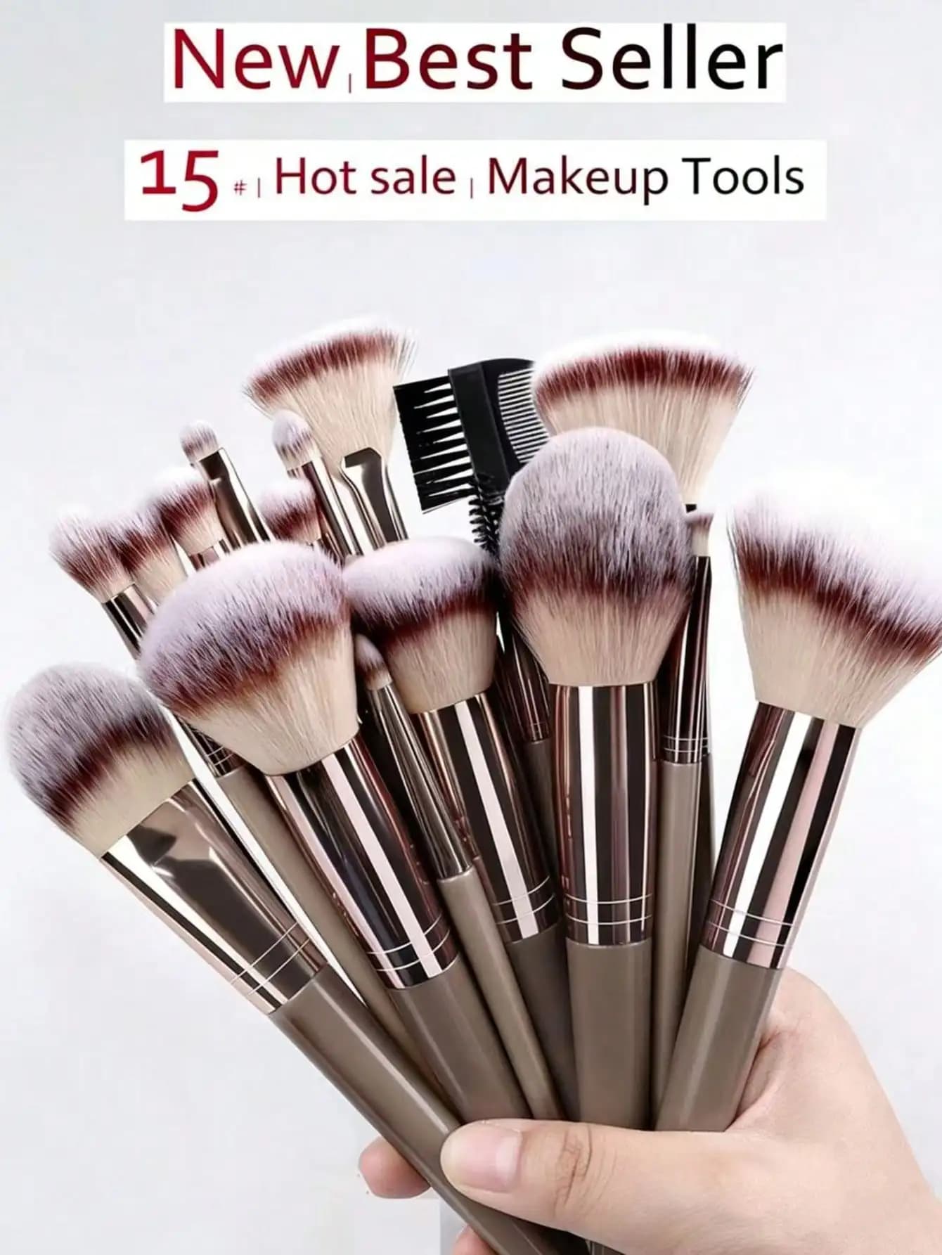 Set di pennelli per il trucco di grandi dimensioni da 15 pezzi, set di pennelli per il trucco portatile, pennello per polvere morbido di grandi dimensioni, pennello per contorni, pennello per fondotinta, set di pennelli per ombretti, pennello per eyeliner angolato, pennello per sopracciglia, strumenti di bellezza, set di pennelli per il trucco, set completo di pennelli per il trucco, set completo di pennelli per il trucco
