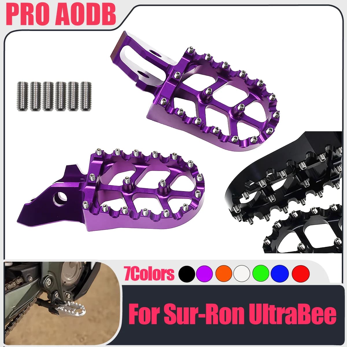 Pedane Larghe UB in Lega di Alluminio per Moto Elettriche MX Surron Ultra Bee - Ricambi Surron