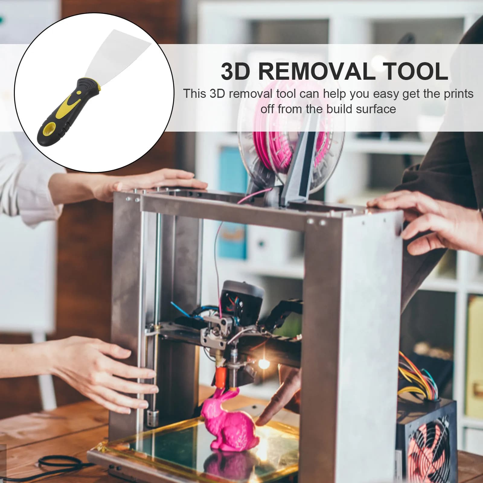 Spatola per Stampante 3D in Acciaio Inossidabile con Bordo Arrotondato per Piattaforma di Stampa PEI, Strumento di Rimozione Senza Graffi, Raschietto per Stampa 3D, Paletta Manuale