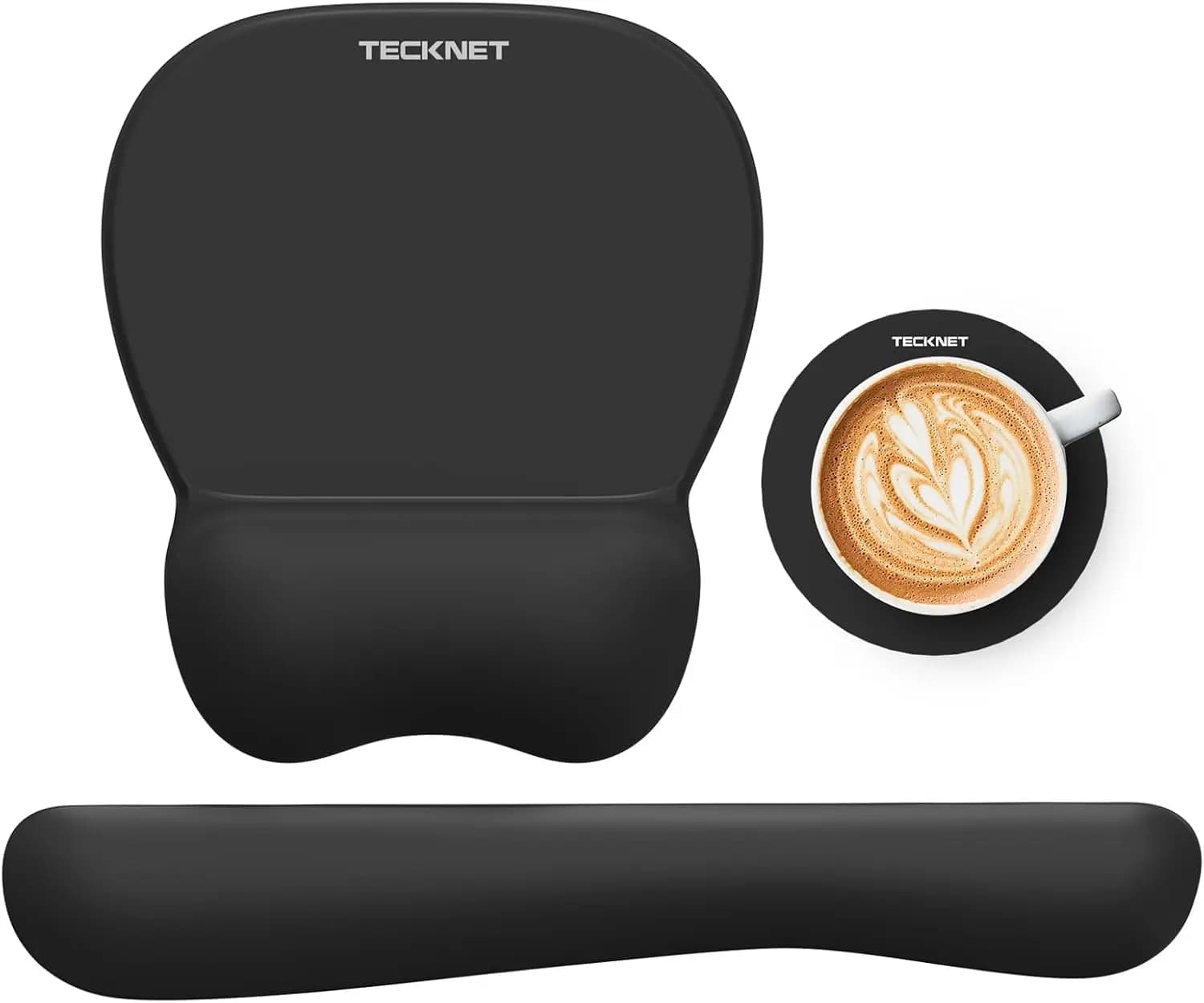 Tappetino per mouse ergonomico 3 in 1 con poggiapolsi per alleviare il dolore, base antiscivolo e tastiera facile da usare, per ufficio e casa (Nero)