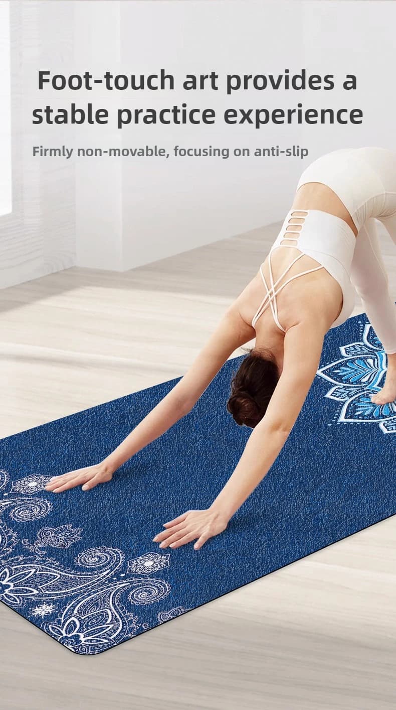 Ultra-thin suede yoga mat, printed rubber mat, fitness jump rope, jumping exercise, shock absorption, anti-slip