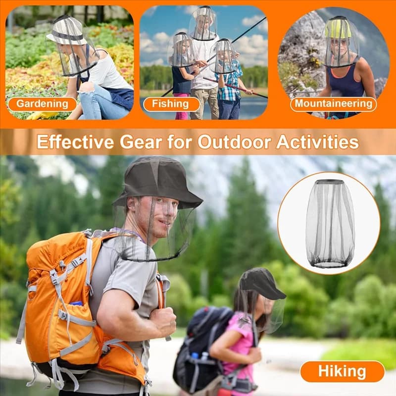 ABVA-12-Pack Cappelli da pesca grigi con rete per il viso in rete antizanzare per protezione solare, adatti per uomini e donne
