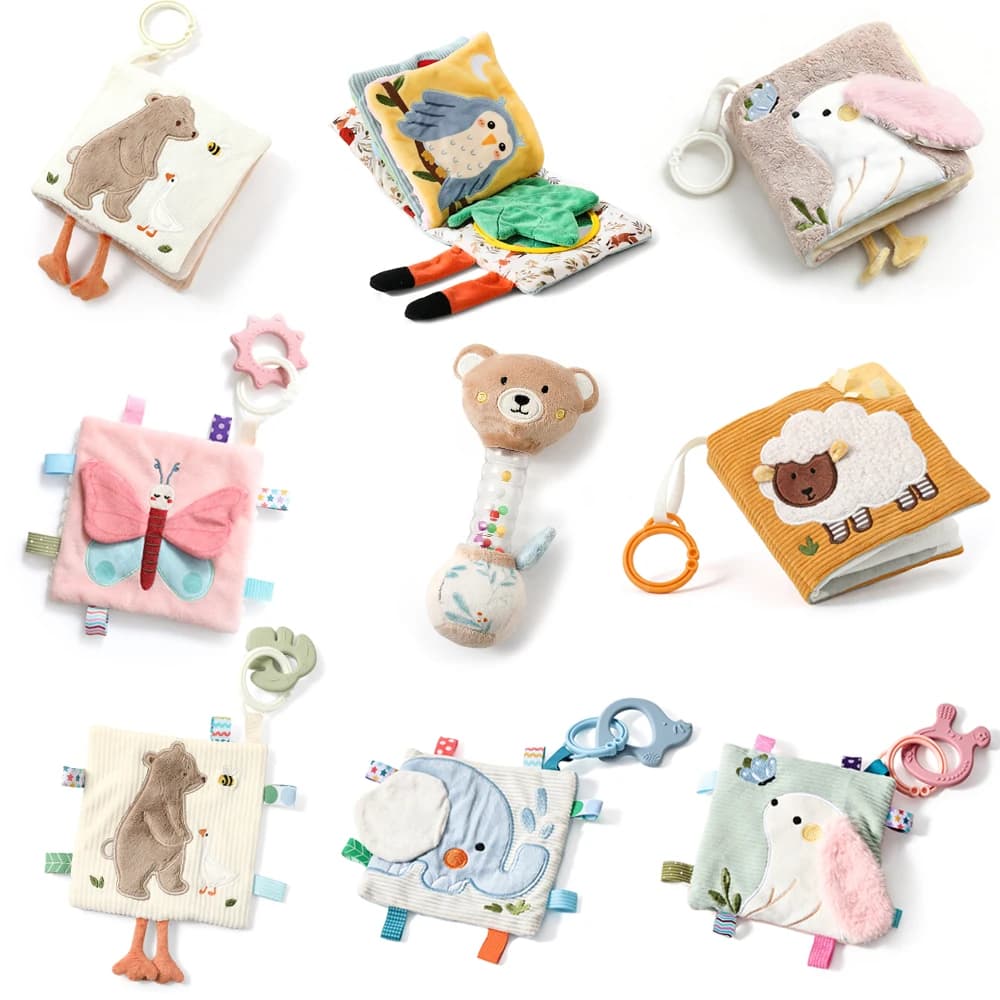 Giocattoli per bambini Libro di stoffa Giocattoli educativi precoci per bambini Libro sensoriale Libri morbidi per bambini Giocattoli Soffici libri di elefante dei cartoni animati con specchio