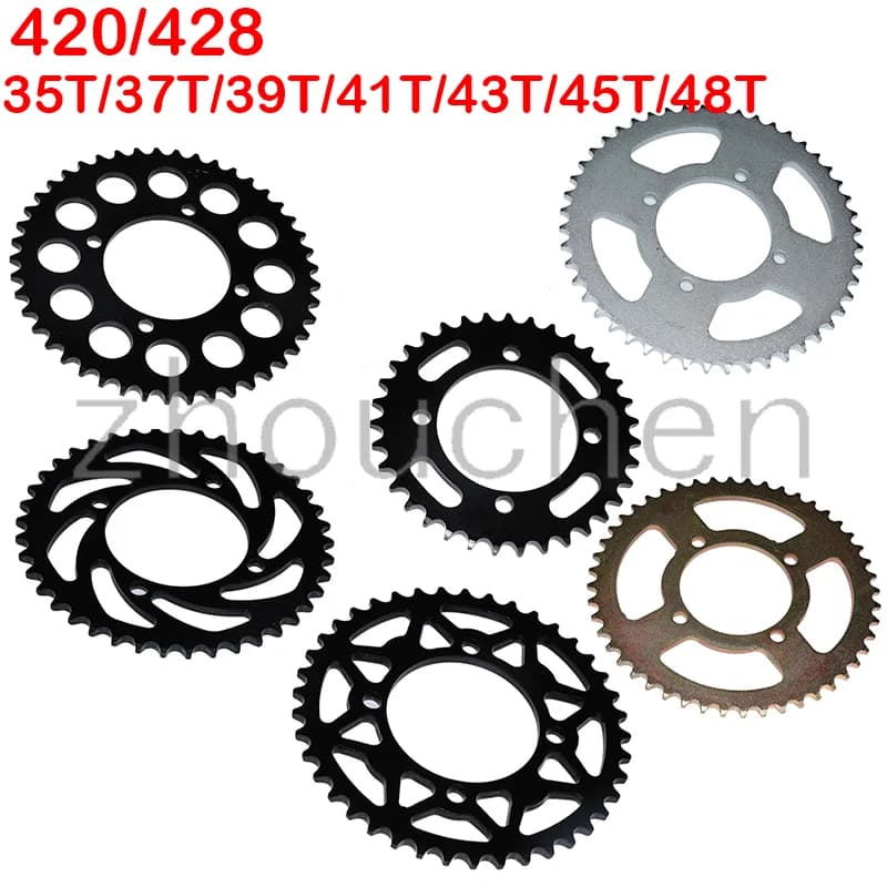 420/428 Catene 76mm 35T 37T 39T 41T 43T 45T 48T Moto ruota posteriore catena pignone per 110cc 125cc 140cc Dirt Pit Bike