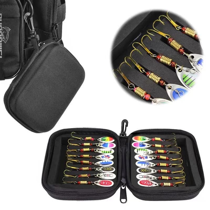 Fishing bag - Portable fishing gear organizer with EVA foam slot for baits, hooks and equipment (empty box)
