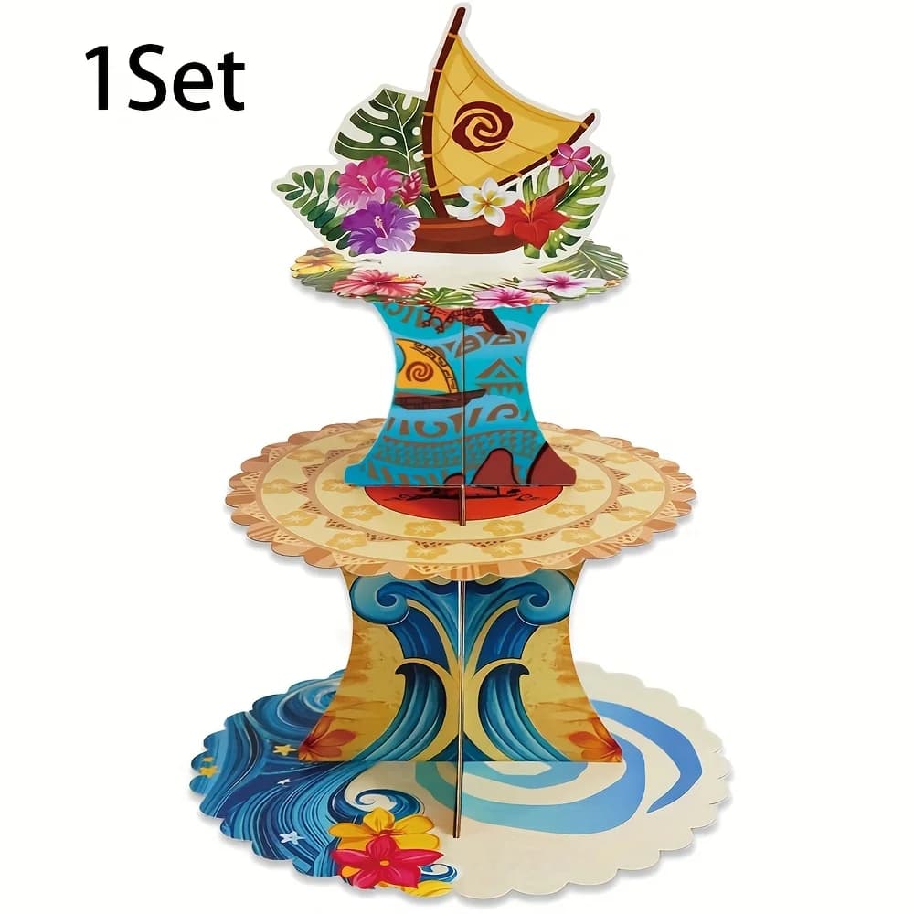 Espositore per Torte a 3 Piani a Tema Vela e Avventura, Supporto per Cupcake e Dessert per Feste di Compleanno per Bambini, Vassoio Decorativo per Torte per Baby Shower