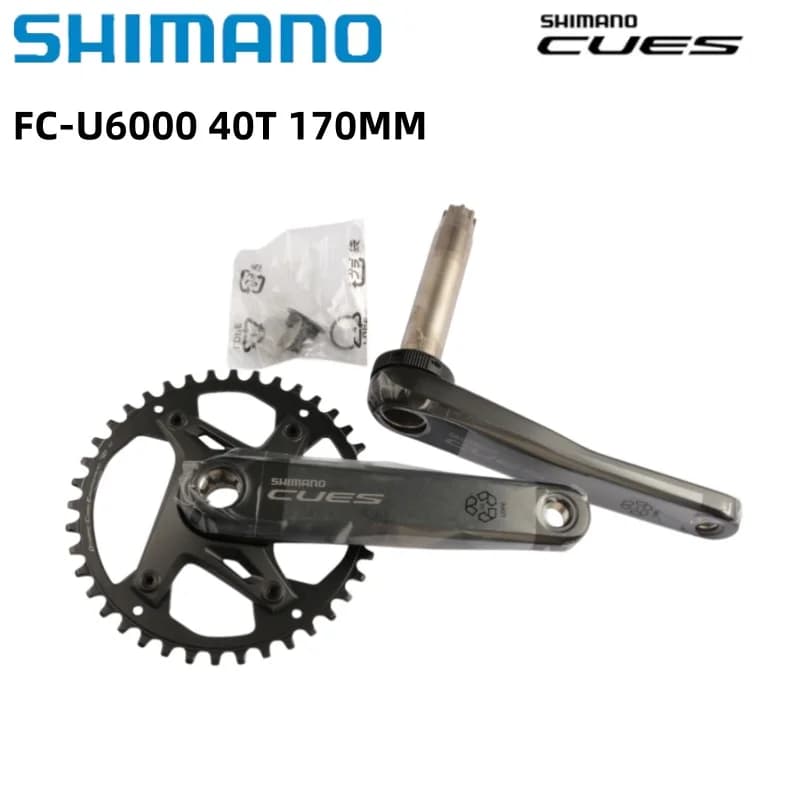 Guarnitura SHIMANO CUES FC-U6000 con corona 32T/40T 170mm 1x11v/10v/9v, guarnitura a 2 pezzi per MTB, ricambio originale per ciclismo