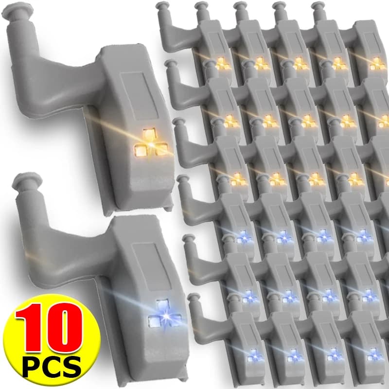 1/10 pz. Luci LED a Cerniera per Interni, Universali Sottopensile, per Armadi e Guardaroba, con Sensore, Luci Notturne Wireless per Cucina, Camera da Letto, Cabina Armadio