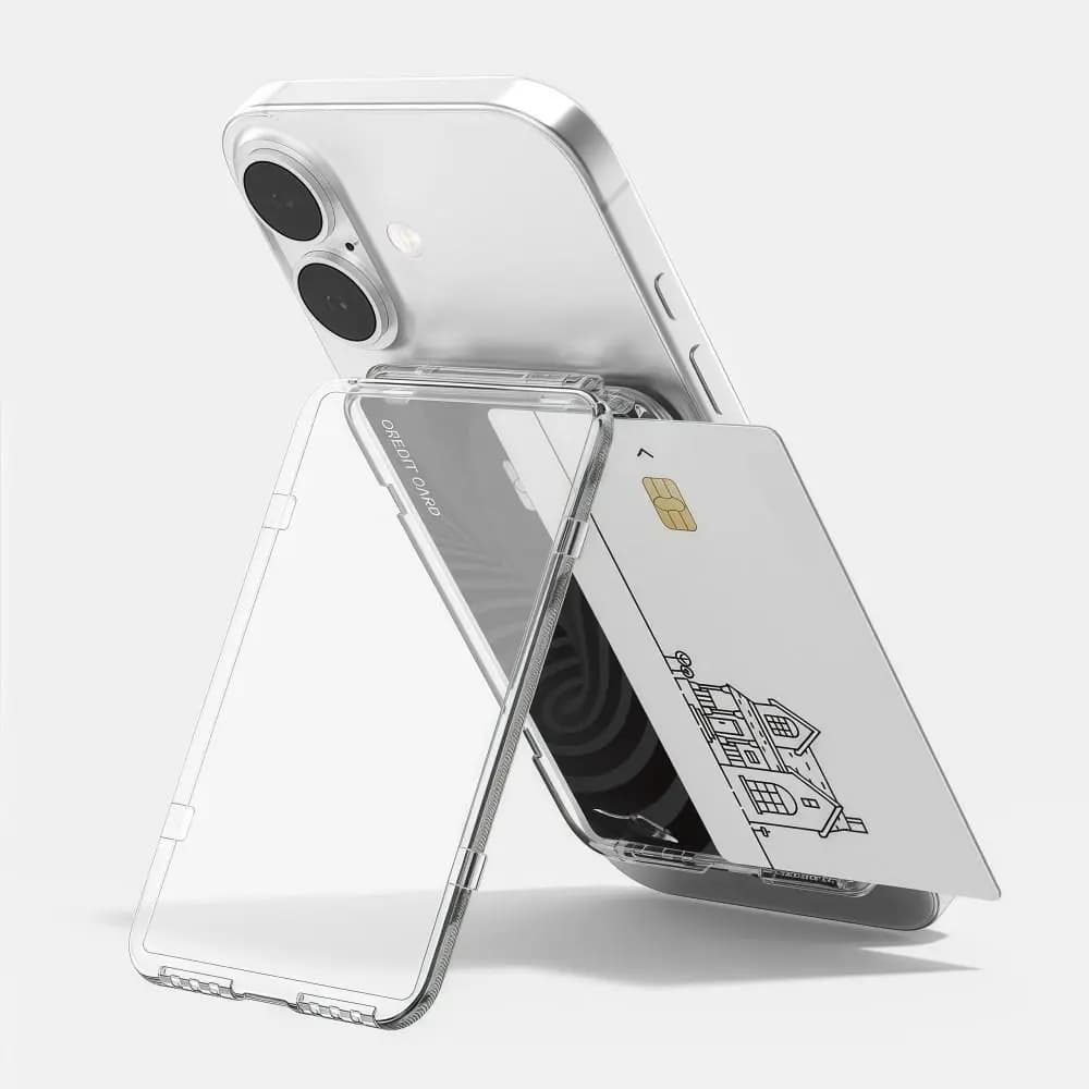 Transparent For MagSafe Card Sleeve Shockproof 2 Card Slots Magnetic Stand Card Holder Ultra-thin for iphone 17/16/15/14/13/12