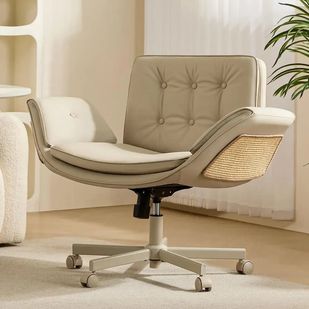 Sedia Criss Cross con Tappetino Antigraffio per Gatti in Sisal Naturale, Braccioli Regolabili a 5 Livelli, Ruote Silenziose a 360°, Adatta per Ufficio e Gaming